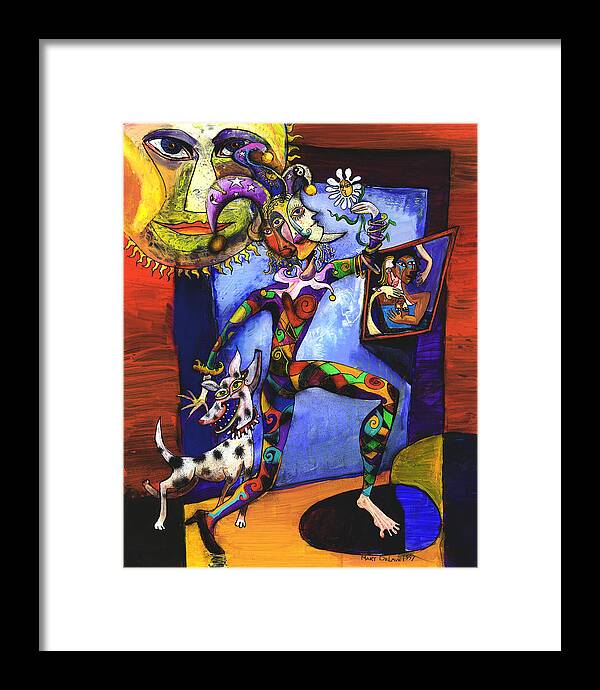  Framed Print featuring the painting The Fool Card by Mary DeLave