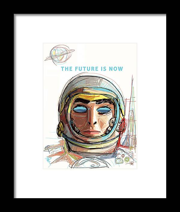 Astronaut Framed Print featuring the mixed media The Future is Now by Russell Pierce