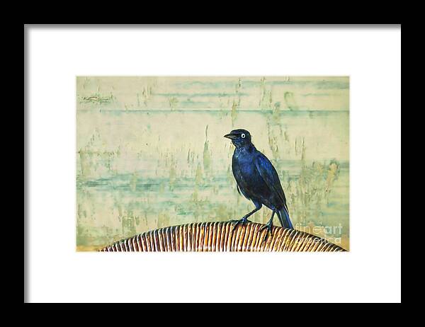 Common Grackle Framed Print featuring the digital art The Grackle by John Edwards