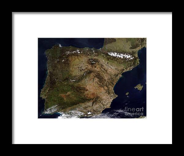 Color Image Framed Print featuring the photograph The Iberian Peninsula by Stocktrek Images