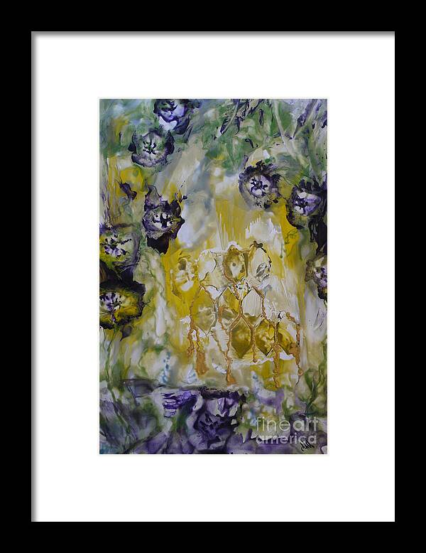 Honey Framed Print featuring the painting The Miracle of my Honeycomb by Heather Hennick