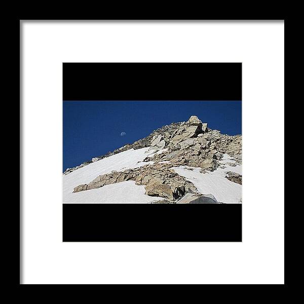 Mountain Framed Print featuring the photograph The #moon And The #summit Of by Niels Rasmussen