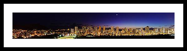 Hawaii Framed Print featuring the photograph The Moon and Venus Over Honolulu by Jason Chu
