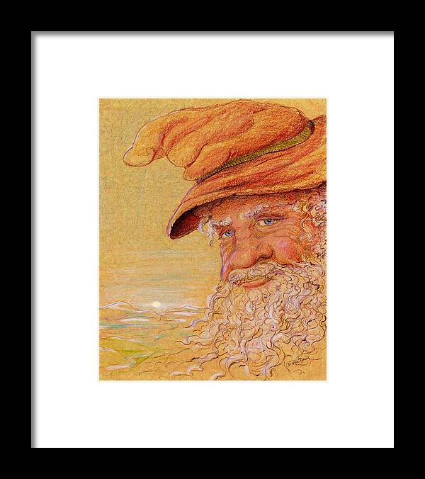 Old Man Framed Print featuring the drawing The Mountain Wizard by Dee Davis