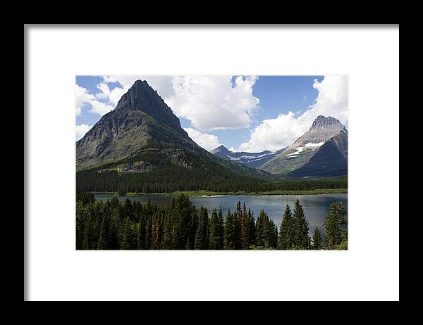 Swiftcurrent Lake Framed Print featuring the photograph The Mountains of Many Glacier by Lorraine Devon Wilke