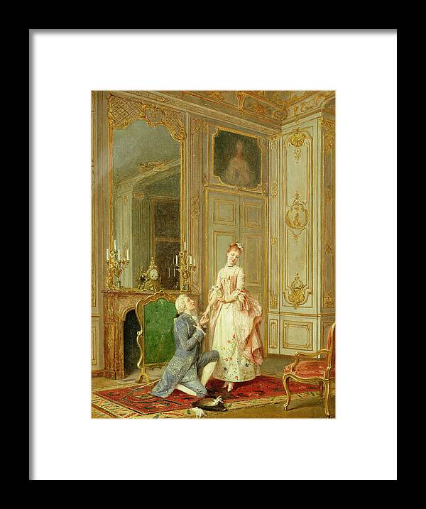 The Proposal Framed Print featuring the painting The Proposal by Manuel Garay y Arevalo