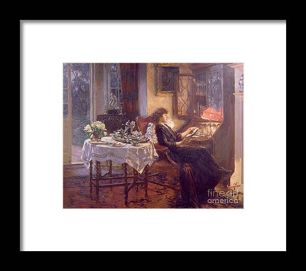 The Framed Print featuring the painting The Quiet Hour by Albert Chevallier Tayler