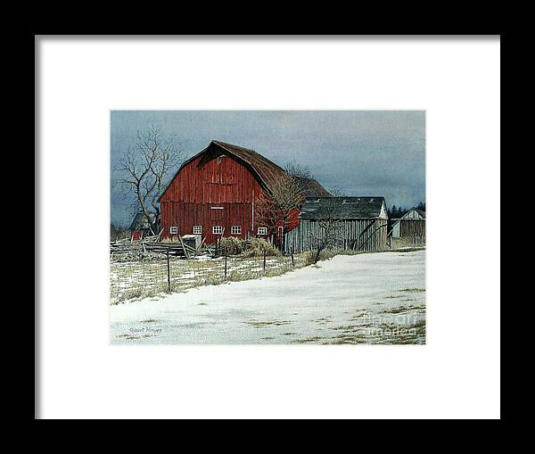 Barn Framed Print featuring the painting The Red Barn by Robert Hinves