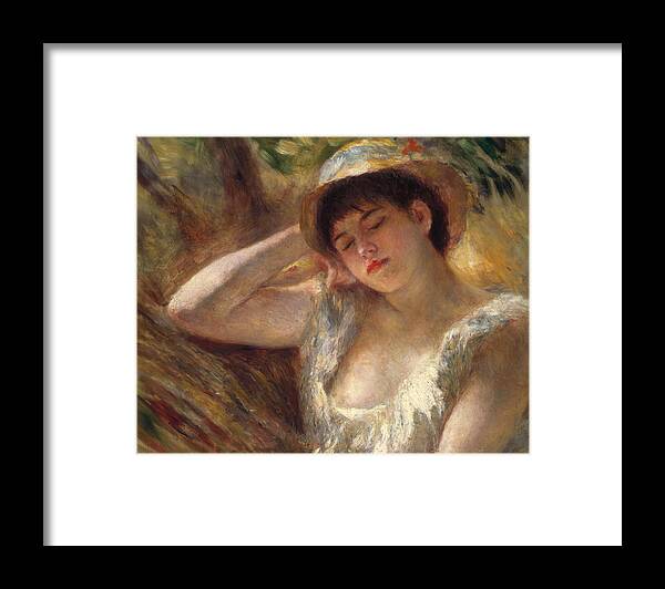 The Framed Print featuring the painting The Sleeper by Pierre Auguste Renoir