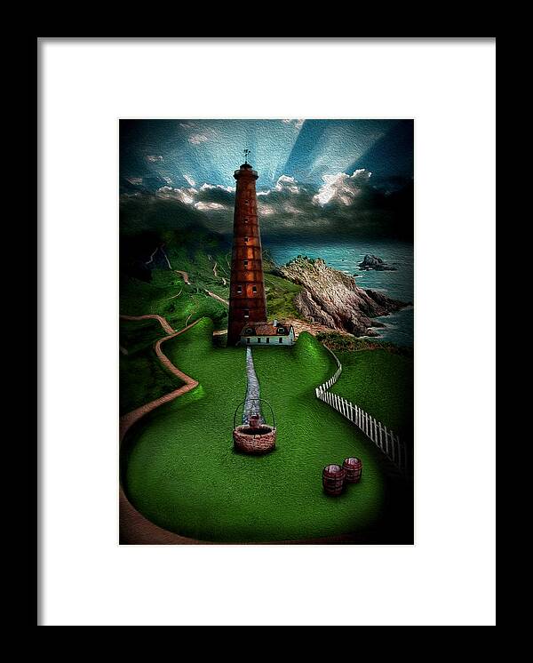 Lighthouse Framed Print featuring the digital art The sound of silence by Alessandro Della Pietra