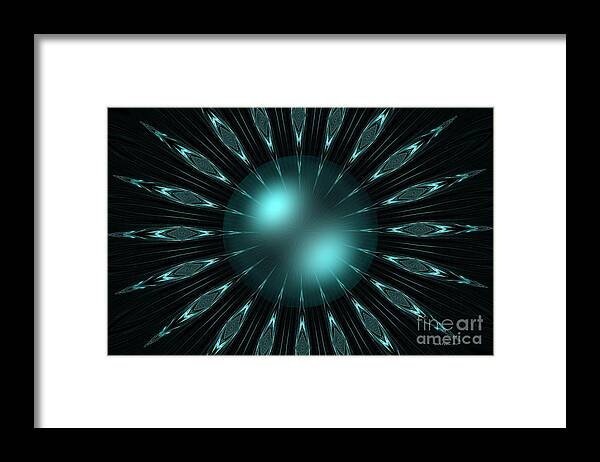 Turquoise Framed Print featuring the digital art The Turquoise Sun by Maria Urso