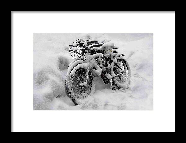 Three Bicycles Framed Print featuring the photograph Three Bicycles by Sarah McKoy