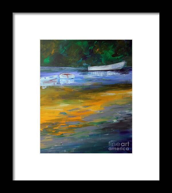 Boats Framed Print featuring the painting Three in a row by Julie Lueders 