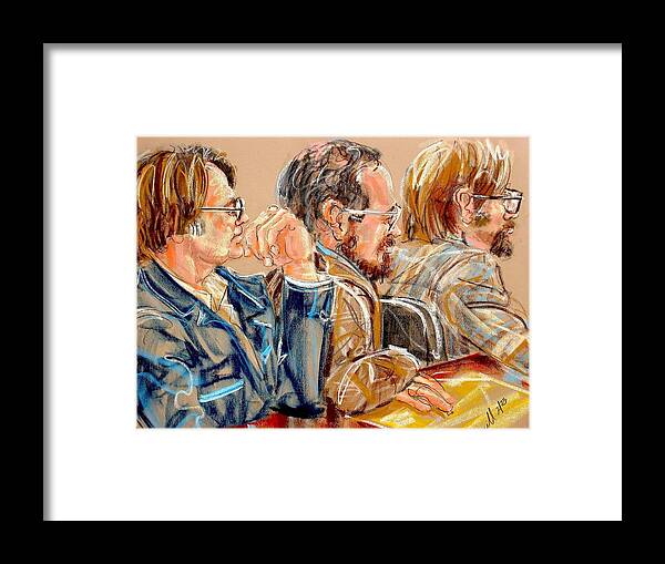 Drawings Framed Print featuring the painting Three Lawyers by Les Leffingwell