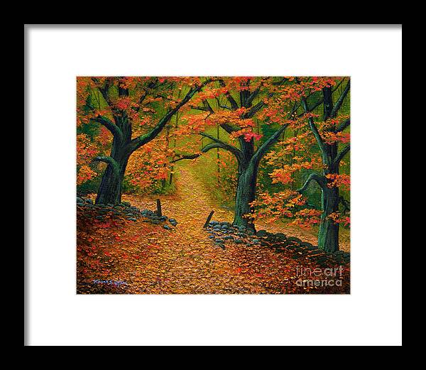 Autumn Framed Print featuring the painting Through The Fallen Leaves II by Frank Wilson