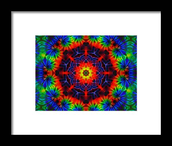 Kaleidoscope Framed Print featuring the digital art Tie Dye Kaleidoscope by Lynne Jenkins