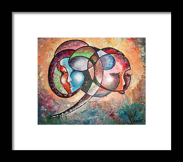 Marriage Framed Print featuring the painting Tied up for life by Vanik Avakian