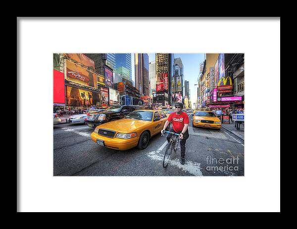 Art Framed Print featuring the photograph Times Square Traffic by Yhun Suarez