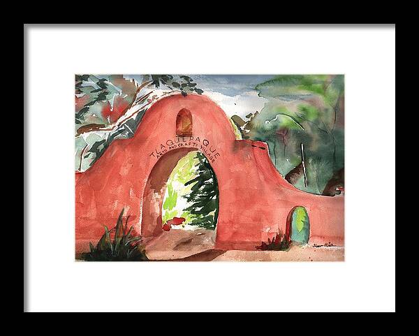 Tlaquepaque Framed Print featuring the painting Tlaquepaque Arts and Crafts Village by Sharon Mick