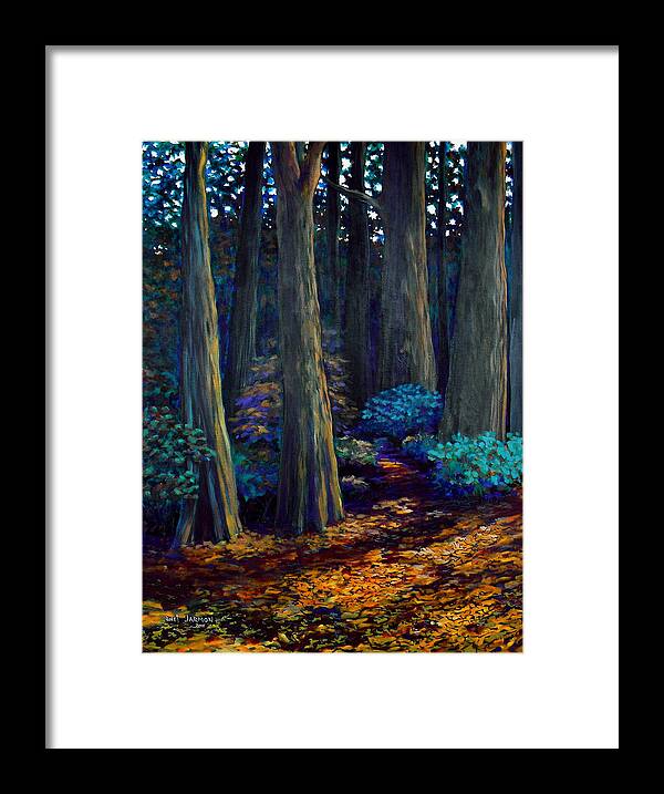 Woods Framed Print featuring the painting To the Woods by Jeanette Jarmon