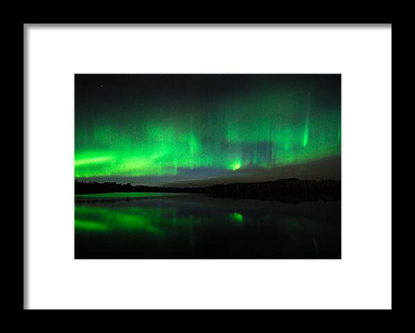 Tofte Lake Framed Print featuring the photograph Tofte Lake Aurora by Larry Ricker