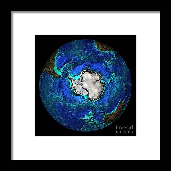 Antarctic Framed Print featuring the photograph Topographical Map Of Coordinates South by Science Source