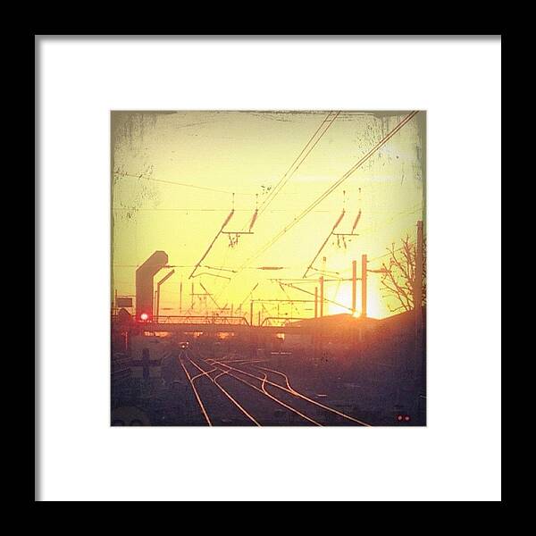 Sunset Framed Print featuring the photograph Tracks At Sunset by Marc Gascoigne