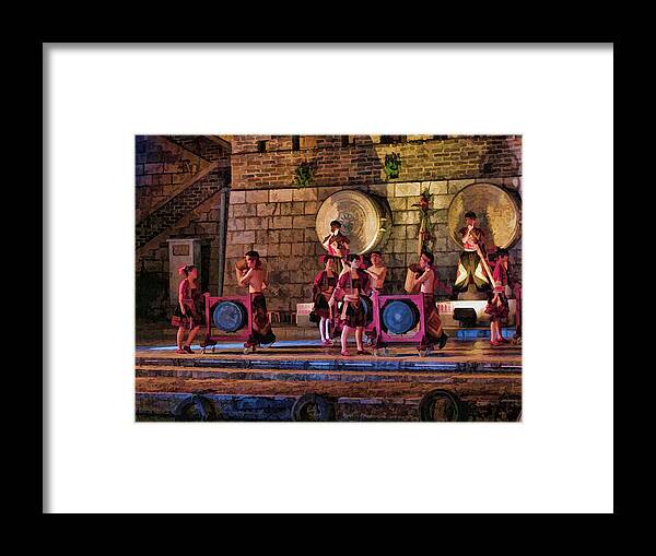 Traditional Framed Print featuring the photograph Traditional Dancing on the Li River - Guilin China by Helaine Cummins