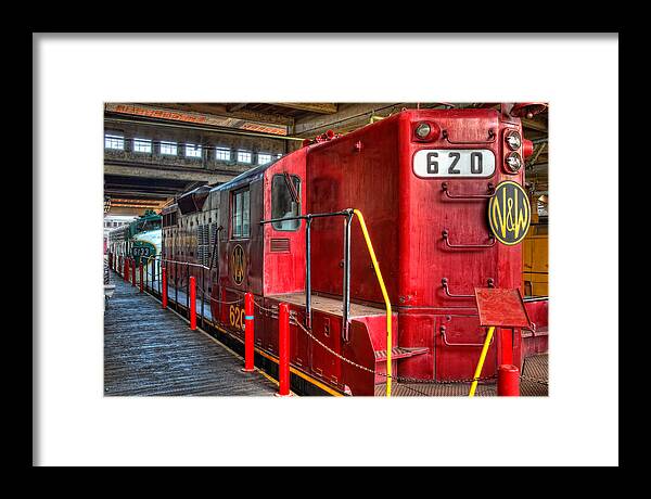 North Carolina Framed Print featuring the photograph Trains - Red Diesel Locomotive 620 by Dan Carmichael