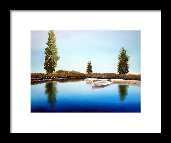Water Framed Print featuring the painting Tranquil Waters by Larry Cirigliano
