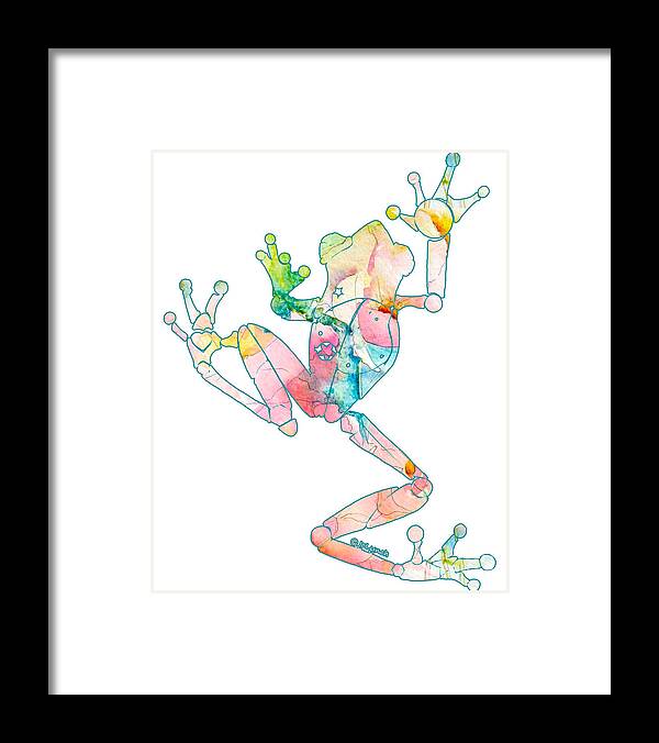 Tree Frog Framed Print featuring the painting Tree Frog Soft Pinks by Jo Lynch