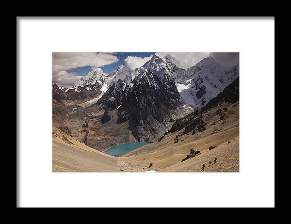 00498215 Framed Print featuring the photograph Trekkers Descend From Santa Rosa Pass by Colin Monteath