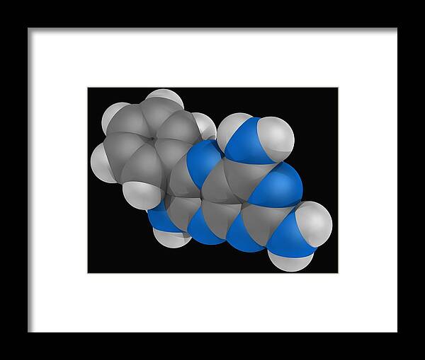 Horizontal Framed Print featuring the digital art Triamterene Drug Molecule by Laguna Design