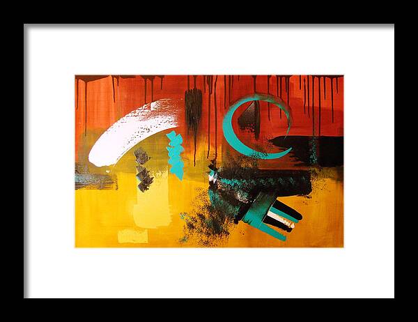 Abstract Framed Print featuring the painting Tribal Balance by Stephen P ODonnell Sr