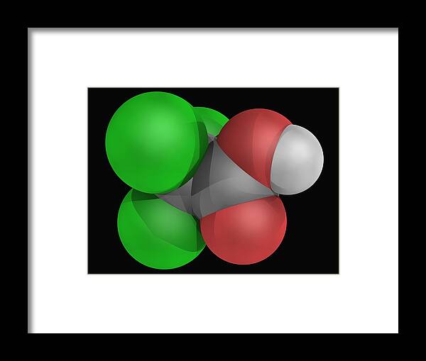 Horizontal Framed Print featuring the digital art Trichloroacetic Acid Molecule by Laguna Design