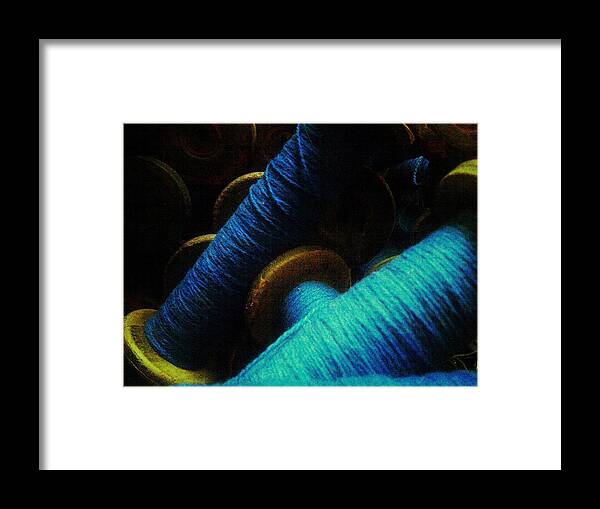 Cotton Thread Framed Print featuring the digital art True blues by Olivier Calas