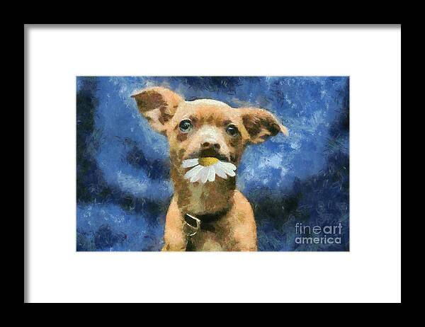 Dog Framed Print featuring the digital art Tuffy by Aimelle Ml