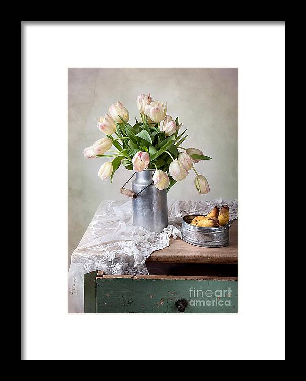 Tulip Framed Print featuring the photograph Tulips and Pears by Nailia Schwarz