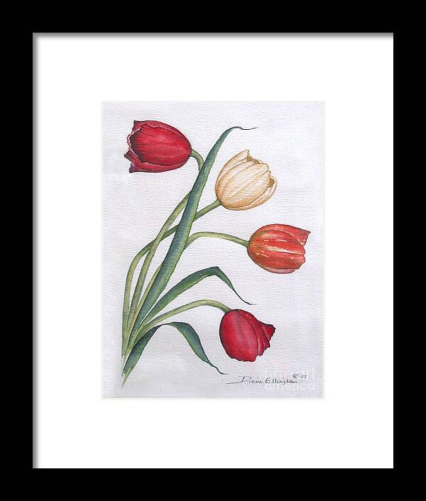 Flower Framed Print featuring the painting Tulips by Diane Ellingham
