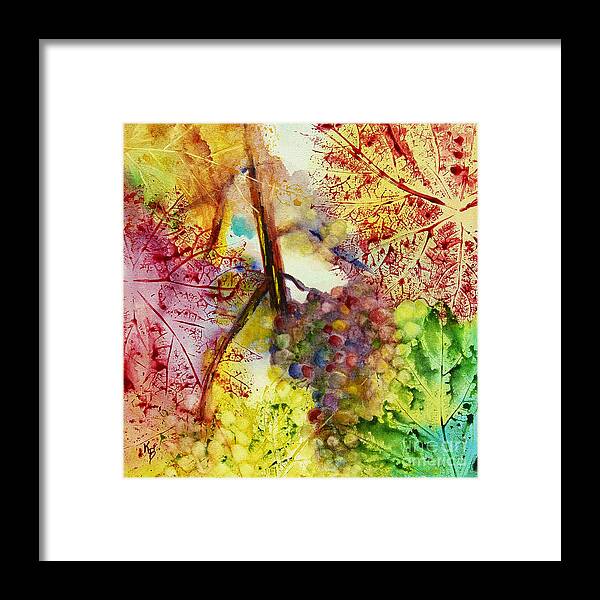 Grapes Framed Print featuring the painting Turning Leaves by Karen Fleschler