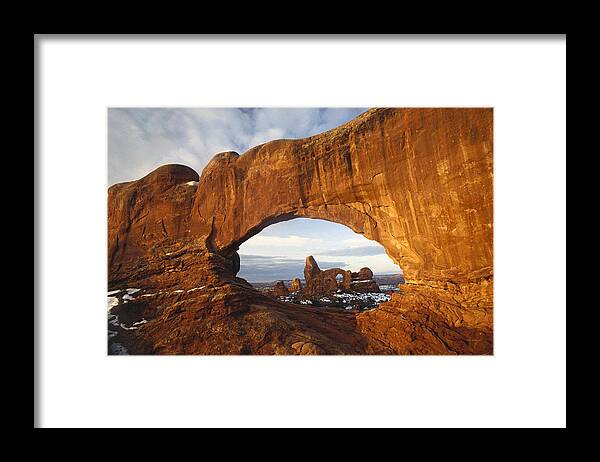 00171038 Framed Print featuring the photograph Turret Arch Through North Window Arch by Tim Fitzharris