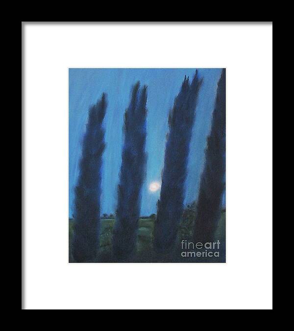 Cyprus Trees Framed Print featuring the pastel Tuscan Cyprus Trees by Julie Brugh Riffey