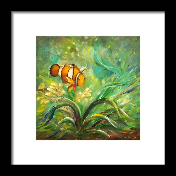 Fish Framed Print featuring the painting Under the Sea 11 by Gina De Gorna