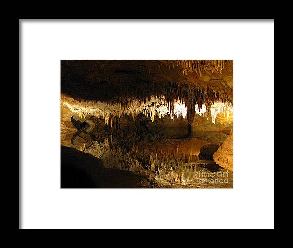 Stalacmites Framed Print featuring the photograph Underground lake 02. Luray Caverns VA by Ausra Huntington nee Paulauskaite