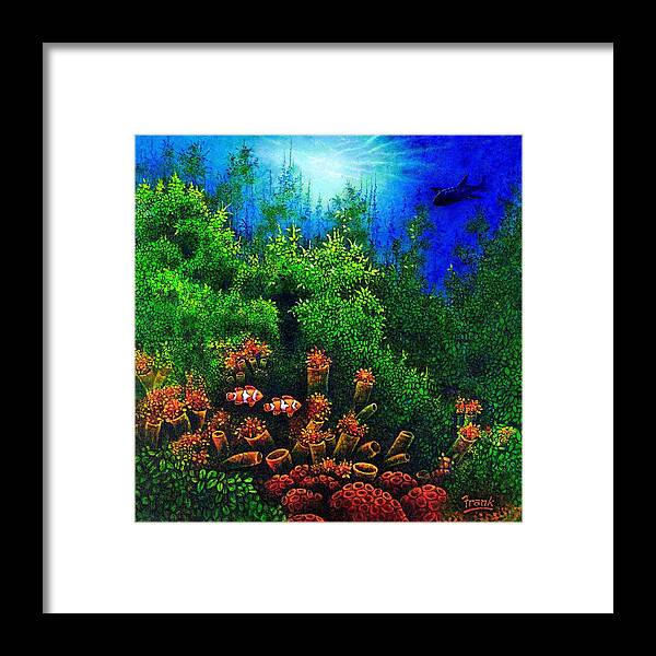 Ocean Framed Print featuring the painting Undersea Creatures I by Michael Frank