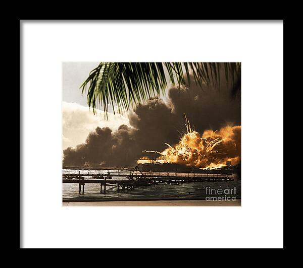 History Framed Print featuring the photograph U S S Shaw Pearl Harbor December 7 1941 by Photo Researchers
