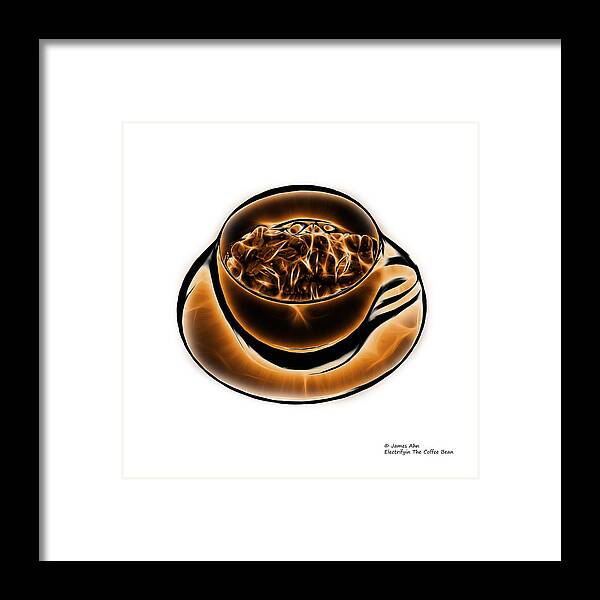 Coffee Framed Print featuring the digital art V3-WB-Electrifyin The Coffee Bean-Orange by James Ahn