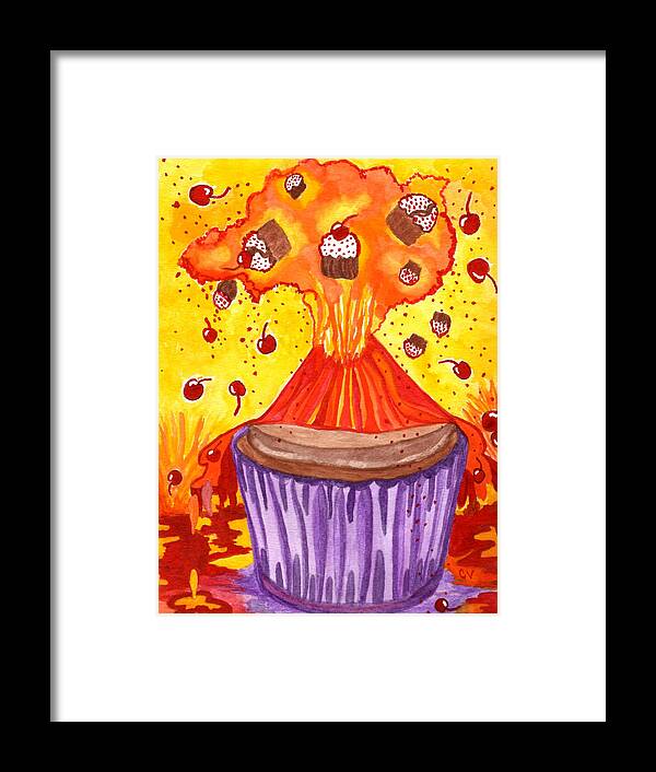 Cupcake Art Framed Print featuring the painting Valcano Bake Day by Connie Valasco