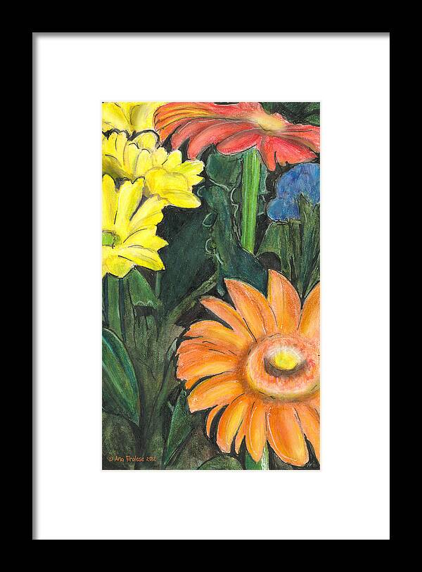 Flowers Framed Print featuring the drawing Vasco's Flowers by Ana Tirolese