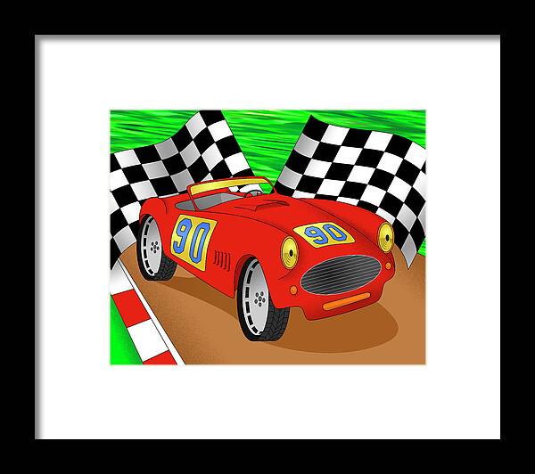 Racing Car Framed Print featuring the digital art Velocity by Alison Stein